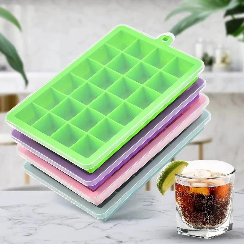 

24 Grids Silicone Ice Cube Mold Ice Maker Easy Release ice Cube Tray with Lids Icecream Cold Drinks Whiskey Cocktails Mold Tools
