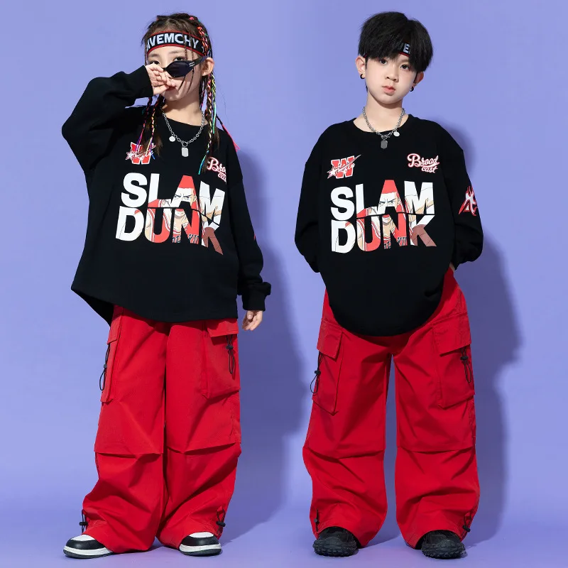 

Boys Girls Jazz Dance Costumes Boys Hip-hop Jazz Suit Girls Foreign Style Children Hip-hop Fashion Clothes 110-180cm