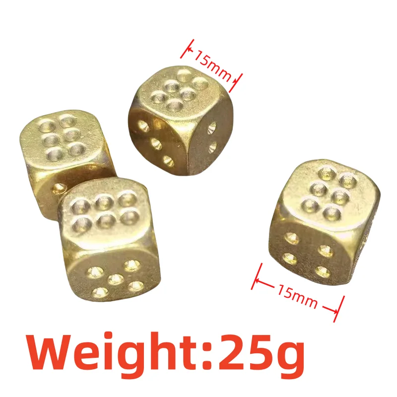 2Pcs 15mm Metal Dice Brass Gold Color High Quality 6 Sided Dice Brass dice hand polished Stress Relieving Toys For Adult 5