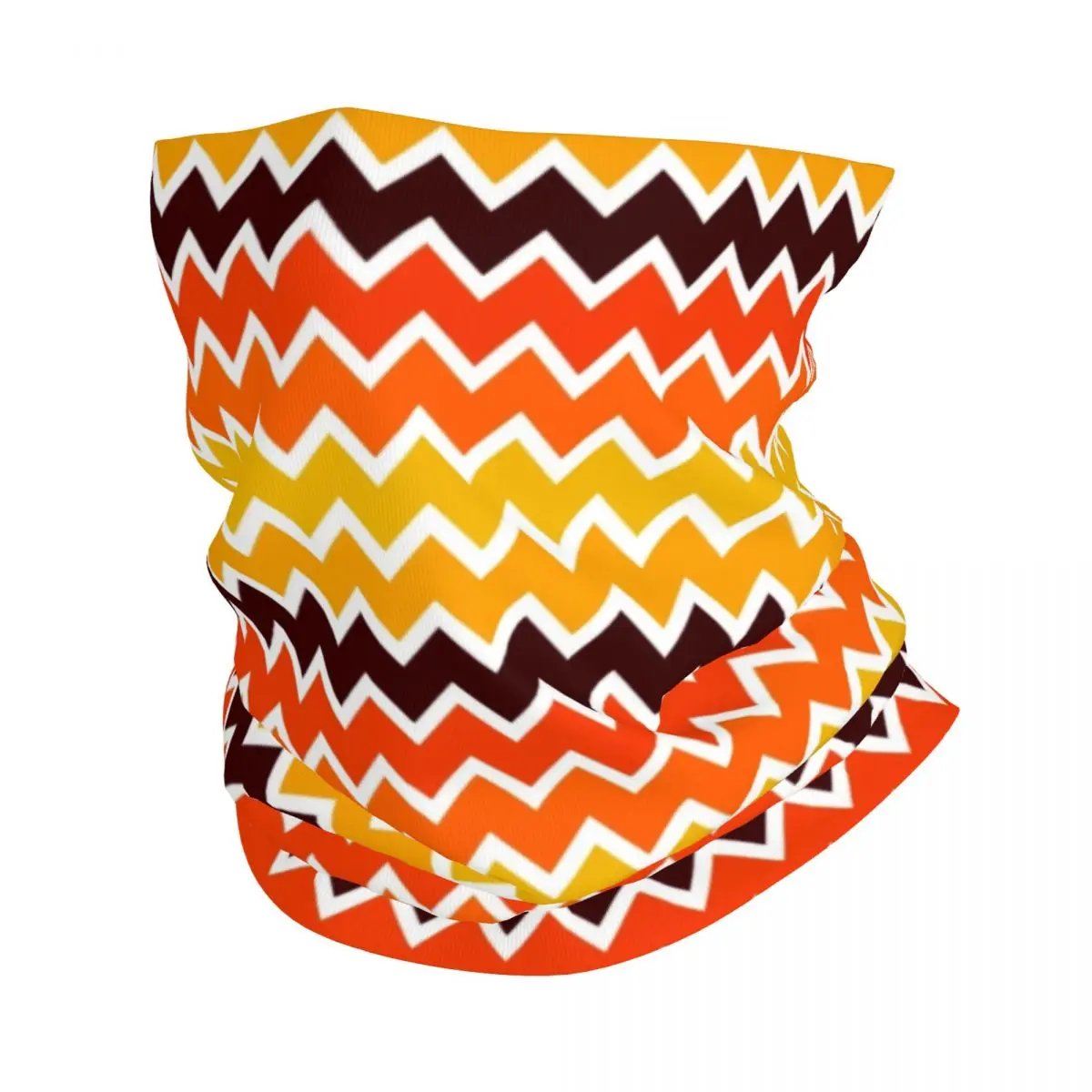Arancione E Bianco Zig Zag Lines Bandana Neck Ghetta Per Sci Running Donna Uomo Wrap Sciarpa Modern Geometric Wave Headband Warmer