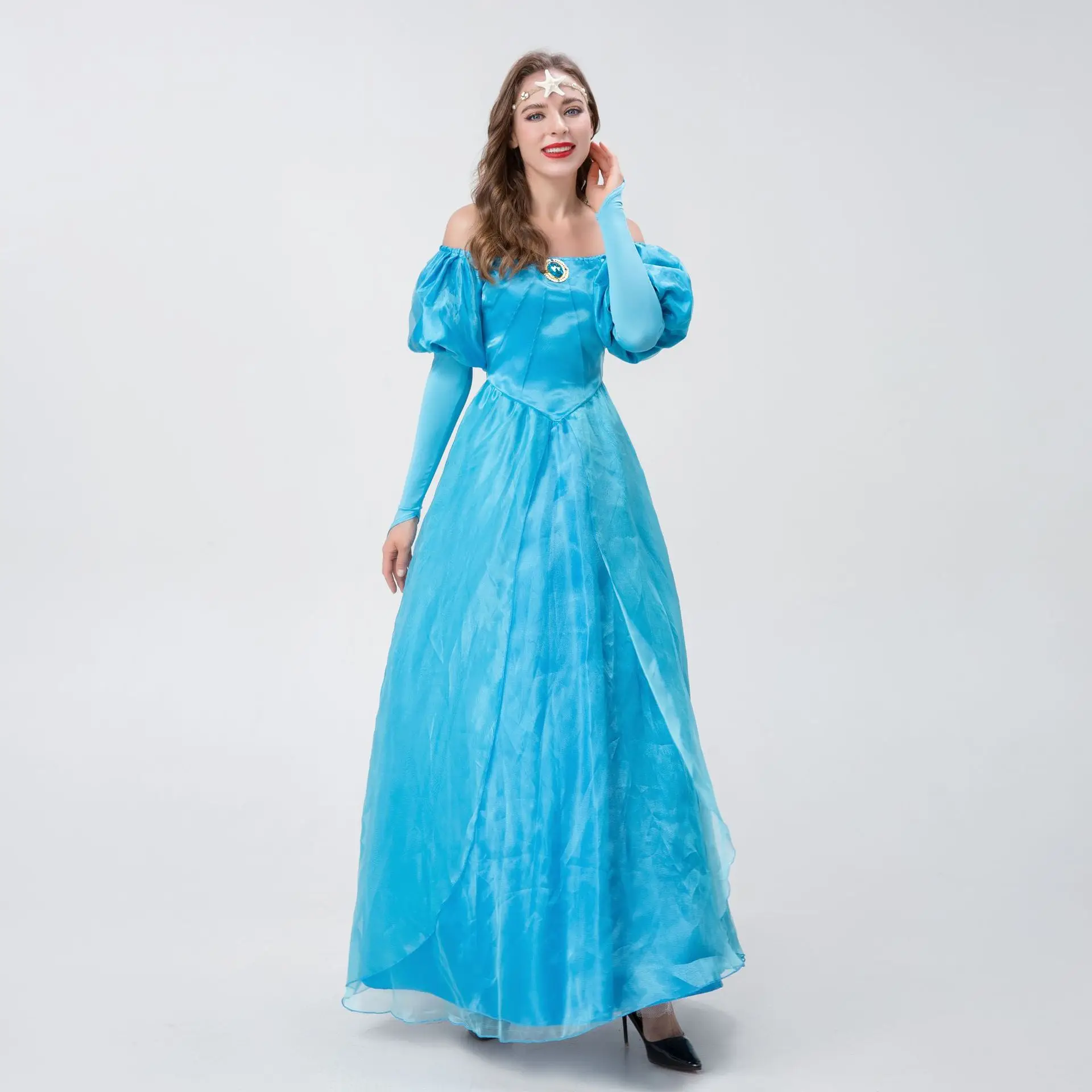 Vestido Cinderela Azul Longo Fantasia Princesa Cinderela