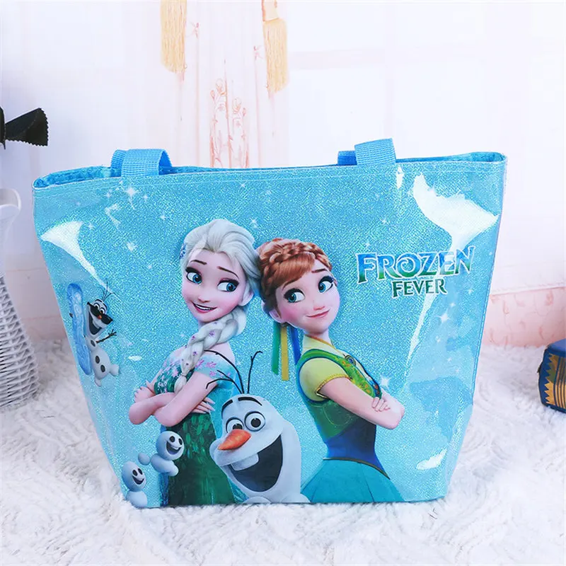 

Disney princess children cartoon handbag Frozen Elsa girl gift shoulder high capacity bag PVC package travel storage lady bag