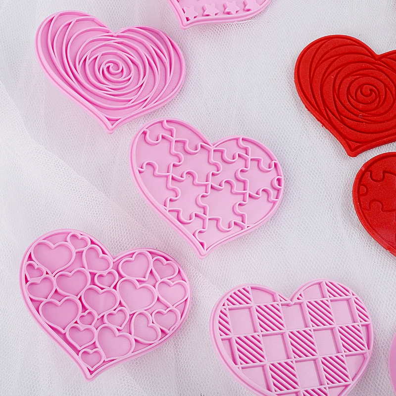Heart Shape Stamp Polymer Clay Cutting Mold Valentine's Day Rose Pattern Embossing Texture Decoration 6pcs Pottery Tools polymer clay tools clay sculpting tools pottery sculpting tools clay craft tool