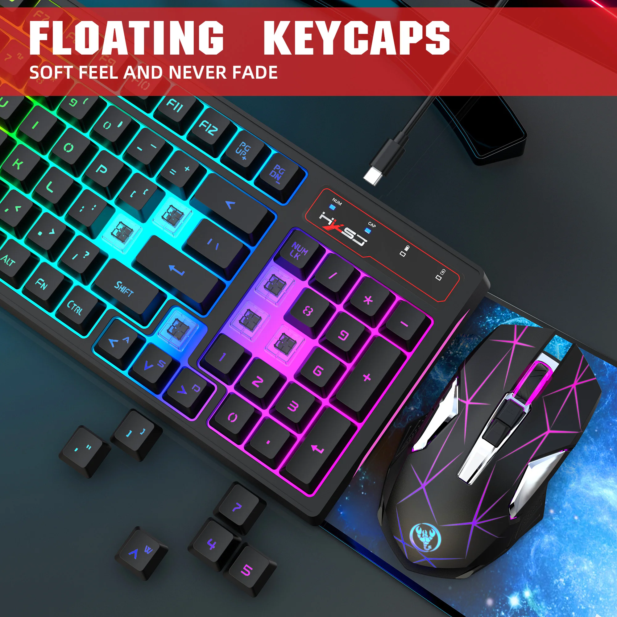 2.4G Wireless Keyboard and Mouse Combo Mini Multimedia Full-size Keyboard Mouse Set For Computer Notebook Laptop Desktop