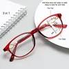 Multifocal Progressive Reading Glasses Women Anti Blue UV Protect EyesGlasses Retangle Frame Eyewears +1.0~+4.0 5