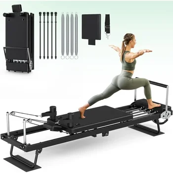 Foldable Pilates Reformer with Jump Board & Long Rails 1