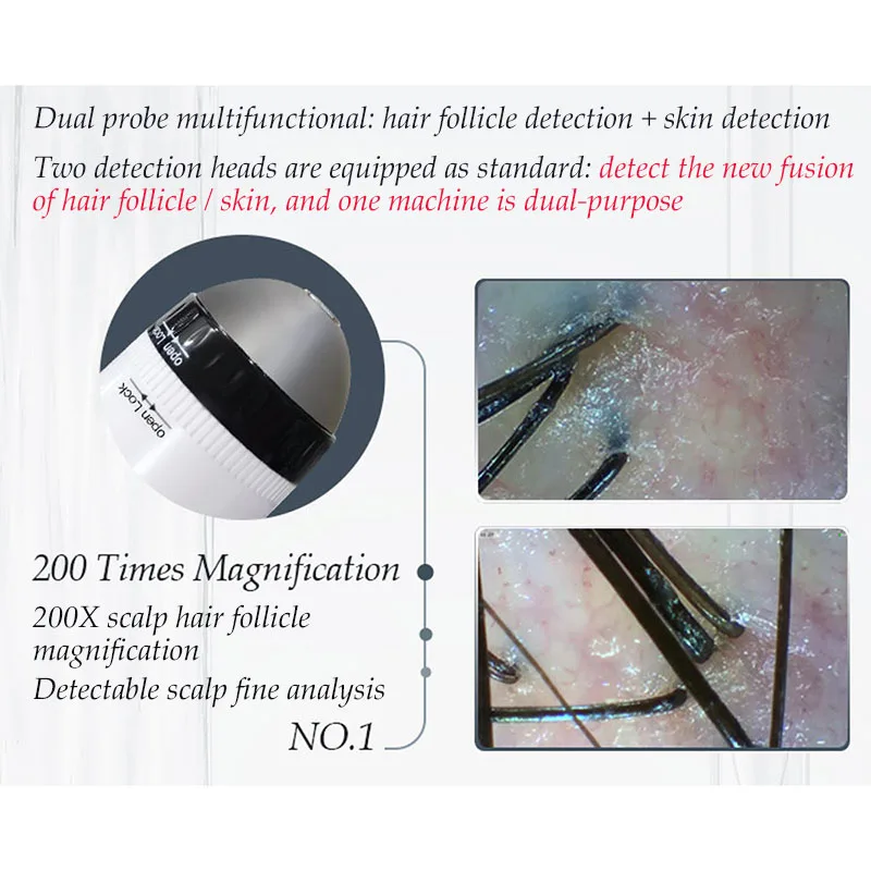 15inch LCD Skin&Hair Analyzer Detector Digital Microscope Magnifier Skin Hair Blackhead Follicle Scalp Detector 50X-200X
