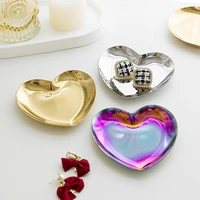 Modern Simple Metal Stainless Steel Heart Shape Storage Tray Jewelry Display Tray  Ring Watch  Storage Multi-functional Tray 1