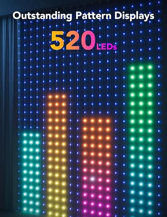Smart LED Curtain Lights, Color Changing Wall Lights, Dynamic DIY Curtain String Lights for Bedroom Living Room Halloween Decor 3