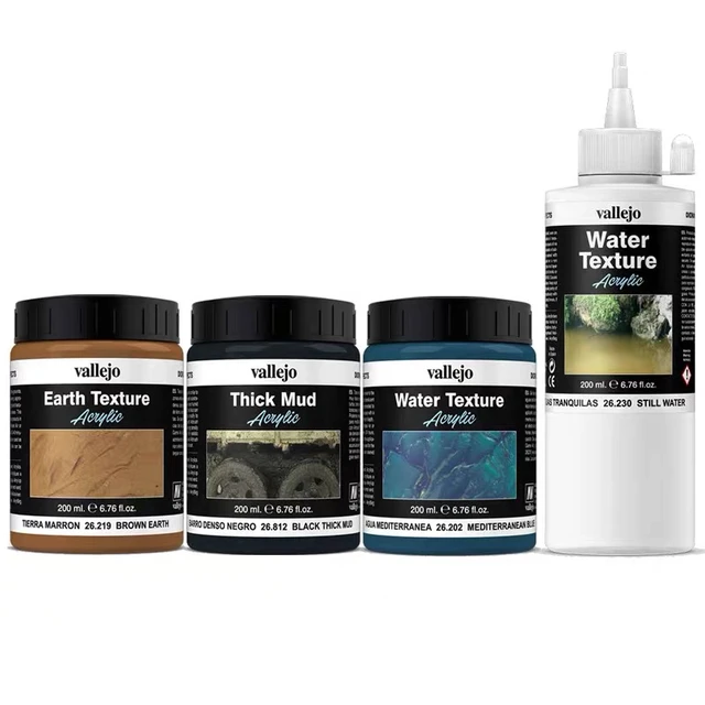 Vallejo Texture Acrylic Paint Earth/Water/Stone/Thick Mud/Ground Effect for  Modelling Painting 200ml