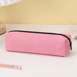 Sleek Black Pencil Pouch - Stylish Solid Color Stationery Organizer (Pink)