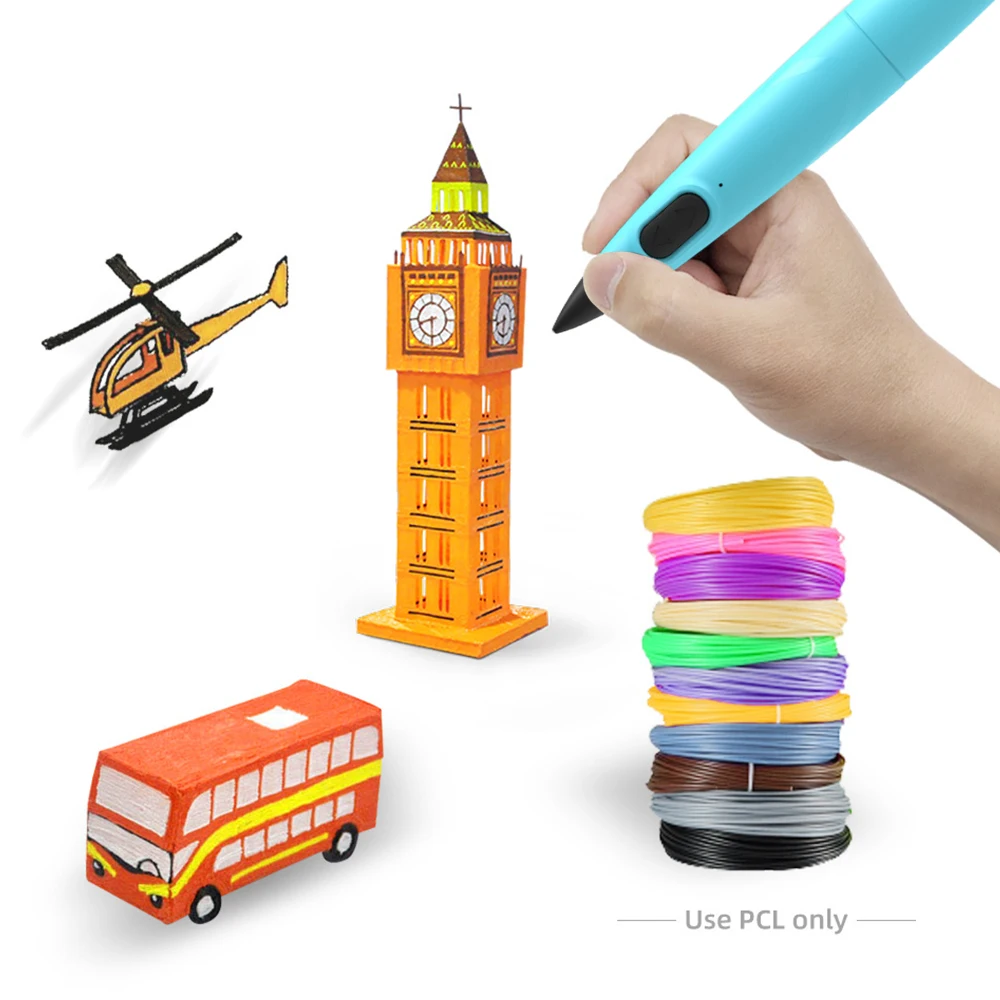 안전한 저온 PCL 3D 펜 세트, 아동용 3D 프린팅 펜, PCL 필라멘트 1.75mm, 크리스마스 생일 선물, 50M