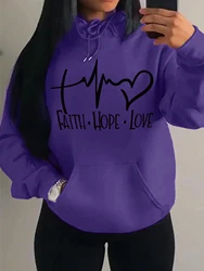 Women's Oversized Graphic Letter Hoodie - Casual Fleece Sweatshirt - XXL (Purple)