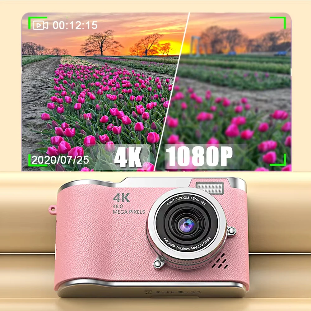 Digital Camera, Autofocus UHD 4K Flag Camera with 3 Inch Flip Screen, 64MP 18x Digital Zoom Anti-shake Video Camera, Compact Travel Camera for Kids, Teens, Adults (BLACK