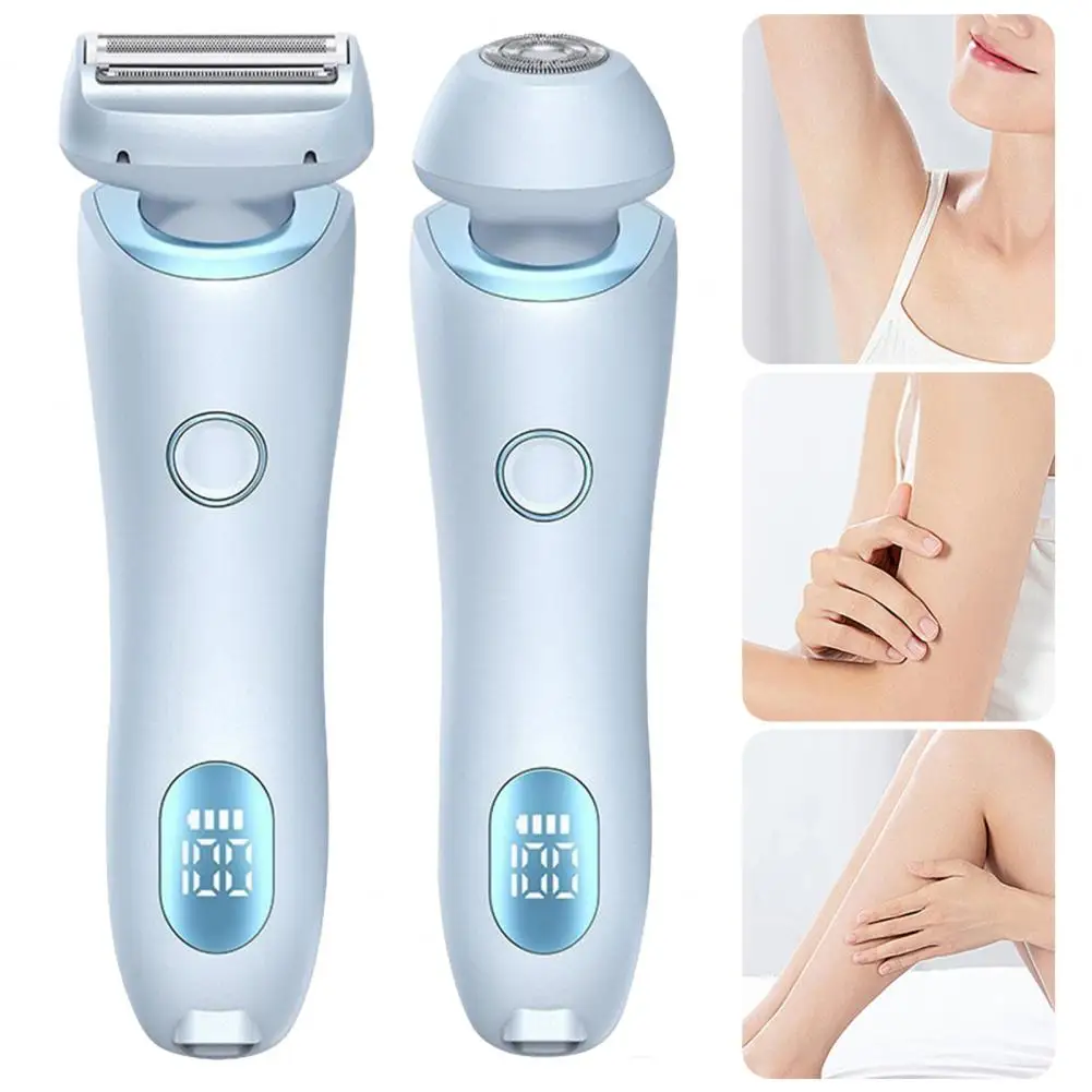 여성용 듀얼 헤드 바디 헤어 트리머, USB 충전식 전기 제모기, 얼굴 바디 비키니 부위용 방수 제모 장치