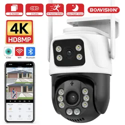 8MP 4MP Wifi Camera PTZ Outdoor Human Detection Color Night Vision Security Protection Dual lens Dual Screen Surveillance Camera
