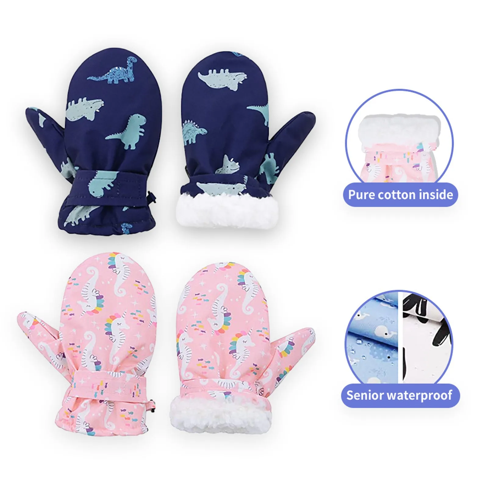 Baby Gloves Newborn No Scratch Soft Toddler Mittens Winter Water-Proof Cartoon