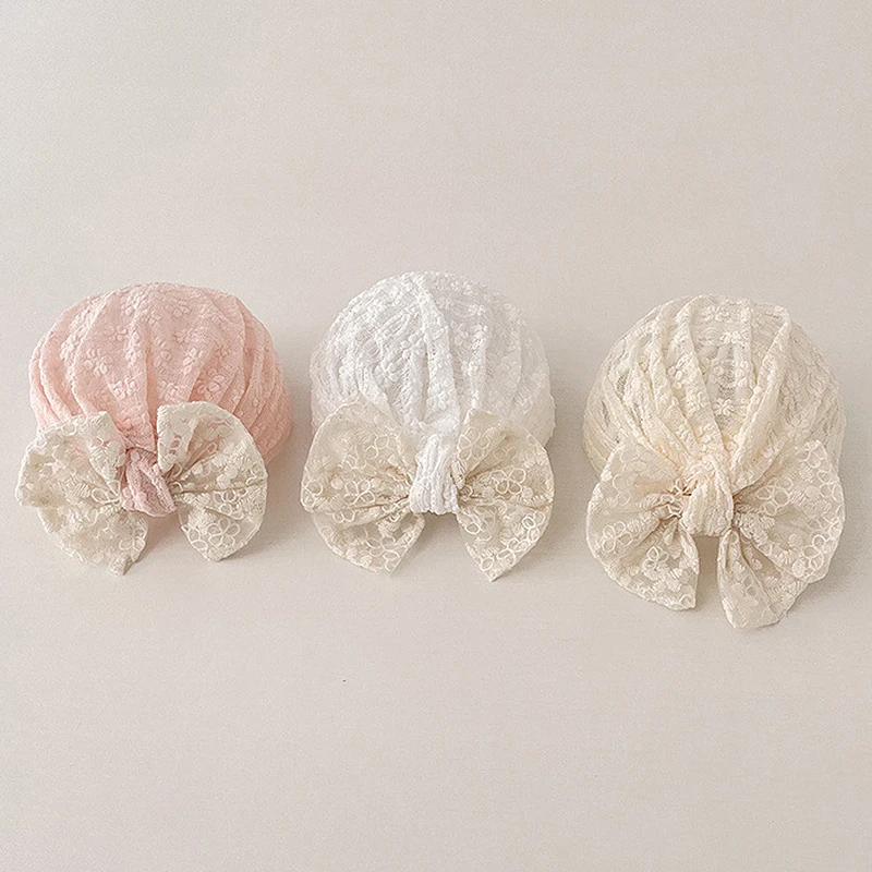 Summer Thin Baby Hats Turban Cute Bow Lace Newborn Boy Girl Indian