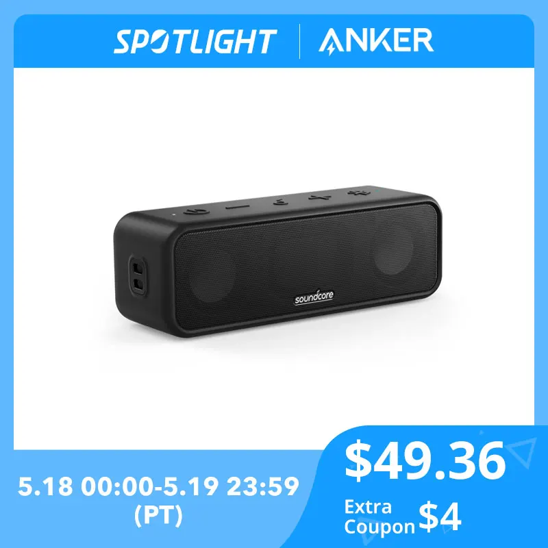 Soundcore 3 Bluetooth Speaker with Stereo Sound, Pure Titanium Diaphragm Drivers, PartyCast Technology, BassUp, 24H Playtime|Portable Speakers| - AliExpress