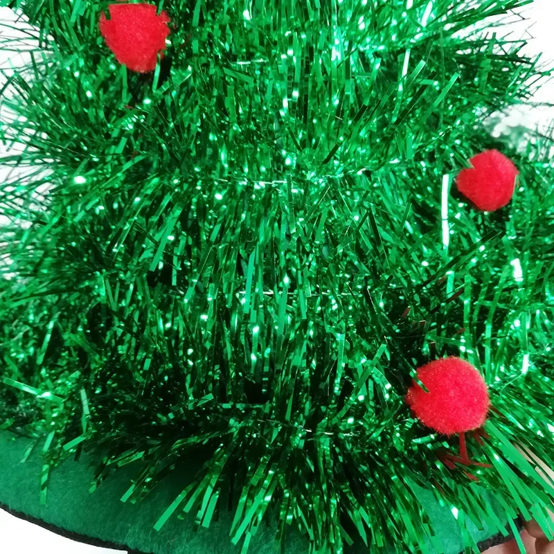 Tinsel Christmas Tree Hat Headband Father Christmas Xmas Party Santa Fancy Dress Costume Hat Holiday Decorations Headgear