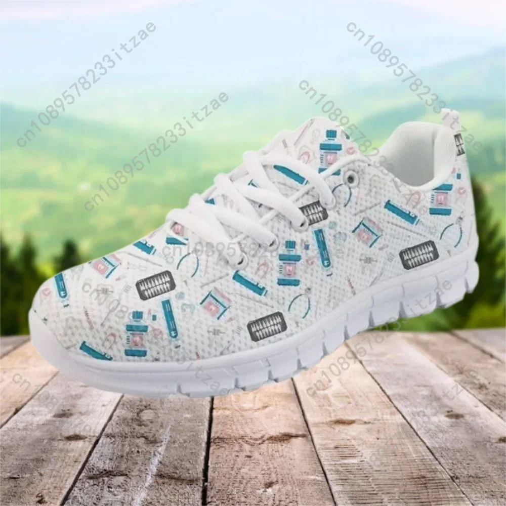 Casual Black Lace Up Flats Shoes Girls Funny 3D Cartoon Dentist/Teeth Printed Woman Summer Sneakers Fashion Footwear 2