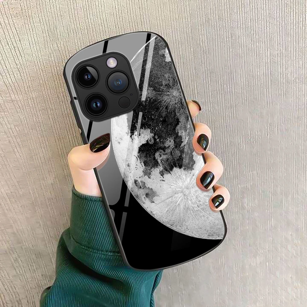 

Earth's Surface Phone Case For iPhone 14 Plus 11Pro Cases For iPhone 13 Mini 12 Pro Max Luxury Oval Tempered Glass Cover Carcasa
