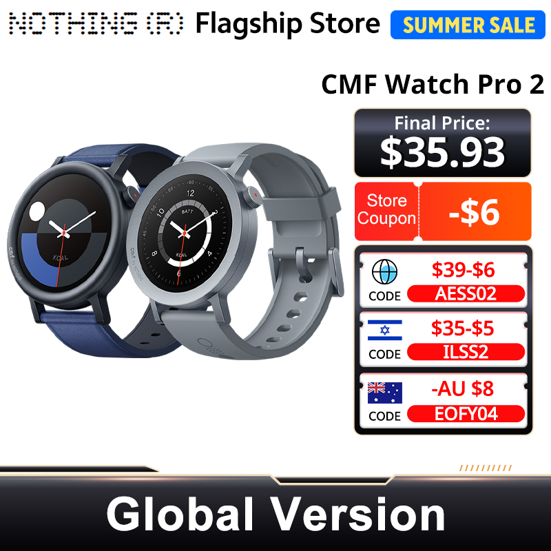  CMF by Nothing Watch Pro 2 Global Version BLUETOOTH CALLS 1.32'' AMOLED 60 FPS Display 11 Days Battery life SpO₂ Monitors GPS 