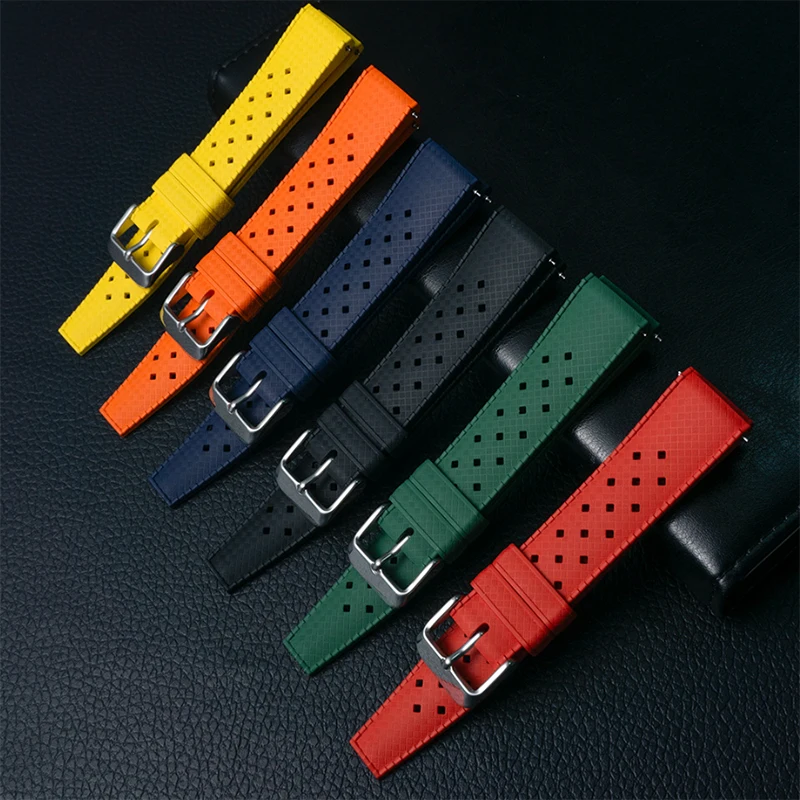 Classic Tropical Style FKM Watch Strap - Premium Replacement Watchband Bracelet Belt