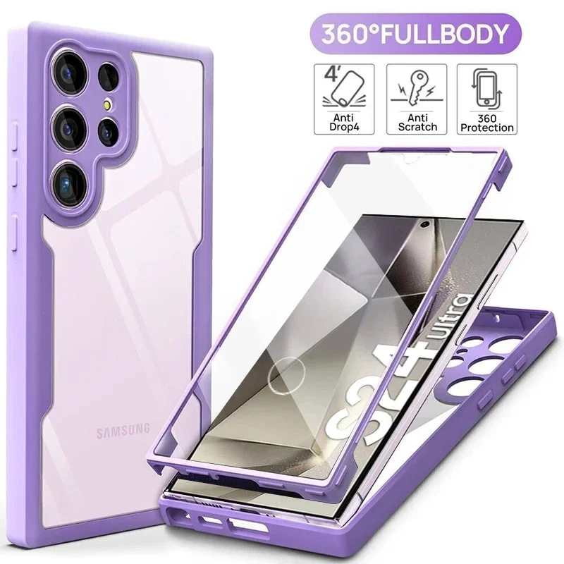 360 Helkroppsskal Fram- och Bakskal för Samsung Galaxy S24 S23 S22 S21 20 FE Ultra Plus Stötsäkert Skal för Samsung S24 Ultra Skal_voghion.com