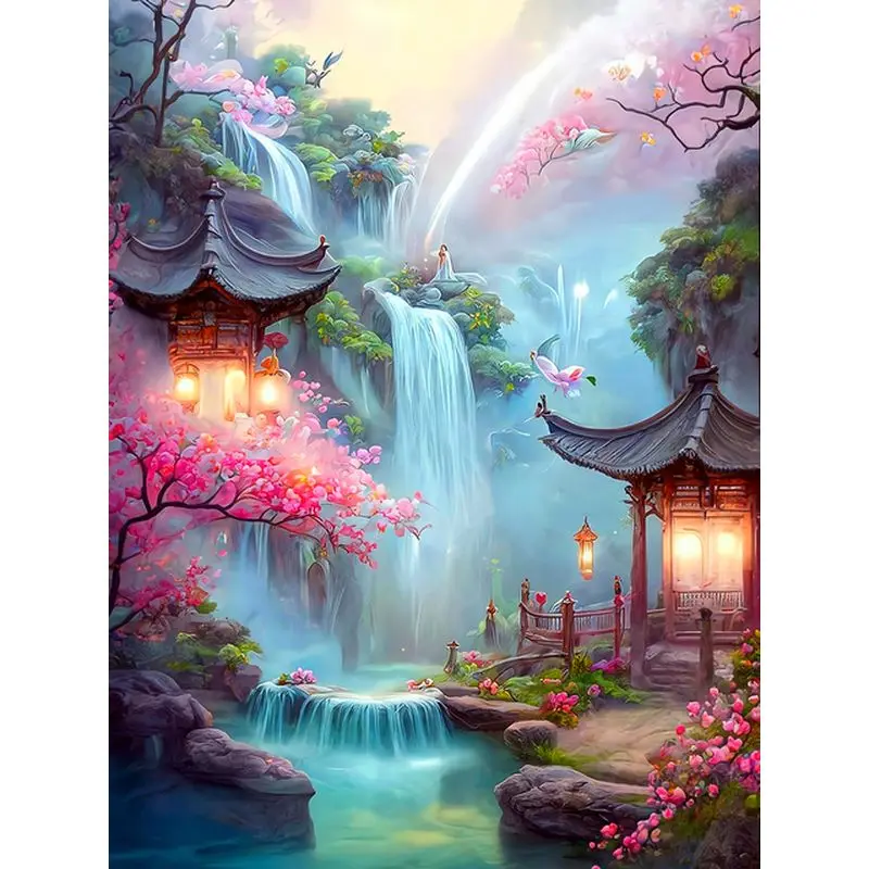 

GATYZTORY scenery Paint By Numbers Waterfall DIY Oil Painting By Numbers On Canvas Frame Number Painting Pictures Home Decor