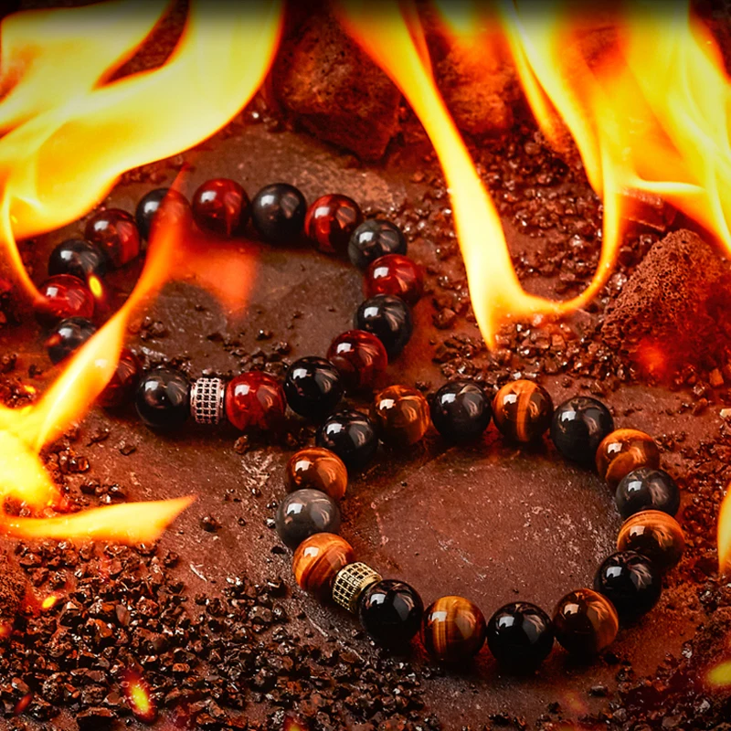 Hell Fire Series 5A Natural Red Yellow Tiger Eye Stone Bead