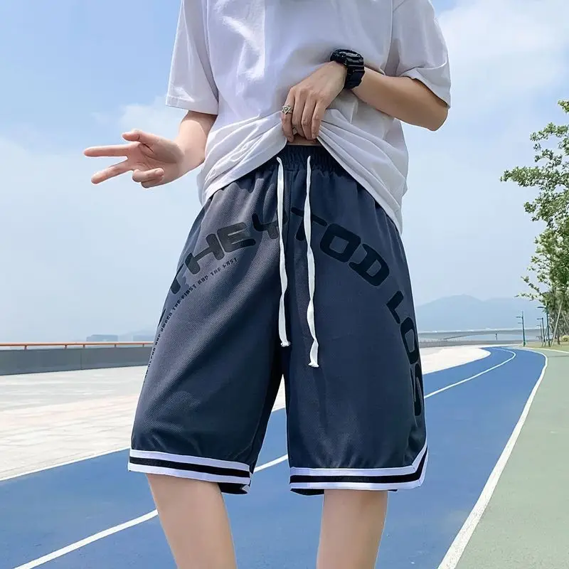 American High Street Fashion Shorts for Men, Trendy Brand Summer Basketball Sports Loose Fit Five-Point Mid-Length Shorts for Me 4