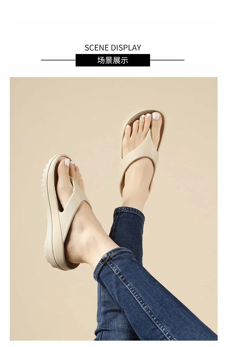 Gacimy Women Thick Sole Flip Flops Summer New Non-slip Beach Slippers Fashoin Outdoor Thick Sole EVA Sandals Casula Home Slides