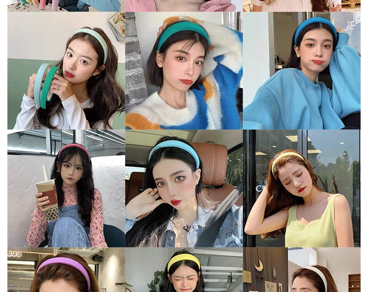 Acessórios de Cabelo Faixas de Cabelo para Mulheres Sólida Doce Esponja Largo Topo Scrunchie Estilo Coreano Simples Rosto Lavagem nó Headwear Cor 1 Computers & Electronics