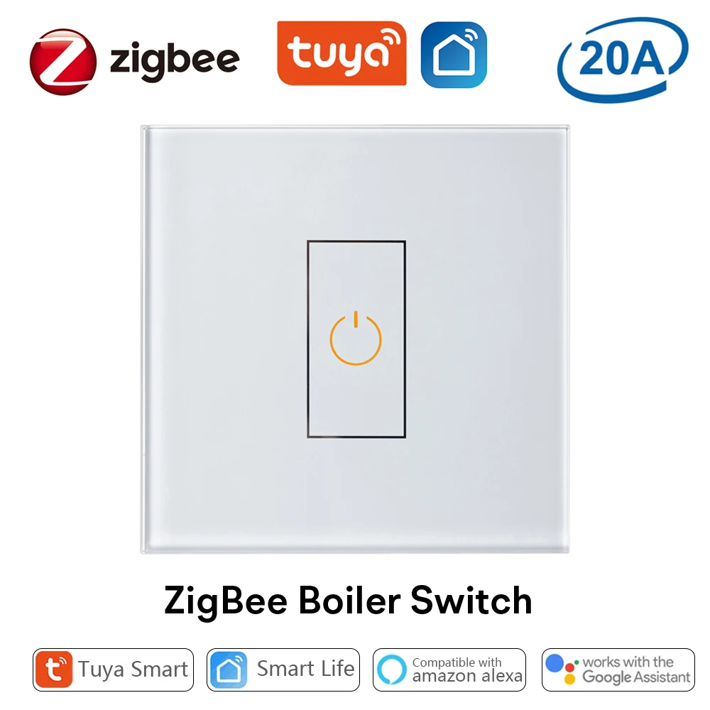 

Tuya Smart Zigbee Boiler Switch 20A Circuit Breaker for High Power Boiler Water Heater App Control Works with Alexa Google Home