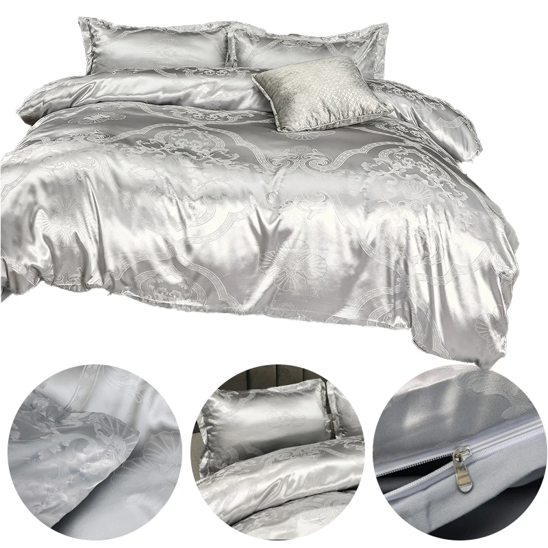 

Duvet Cover Set Jacquard Satin Duvet Cover 2/3 PCS Luxury Microfiber Ultra Soft King Like Floral Bedding Comforter Covers