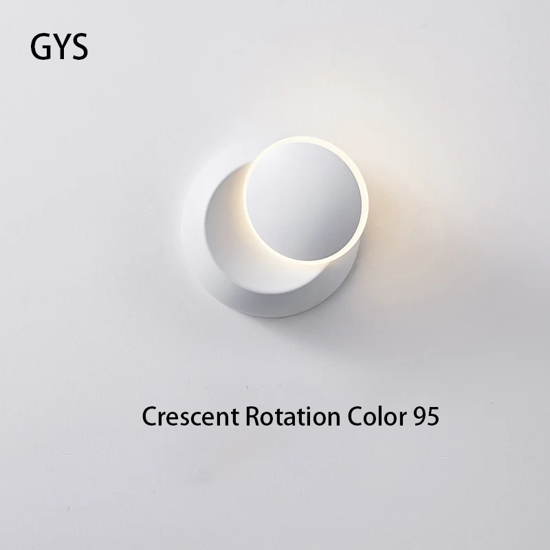 

GYS Indoor LED Wall Lamp Decoration Rotatable Simple Bedroom Bedside Home Lighting Fixture Loft Stair Round Aluminum AC90-260