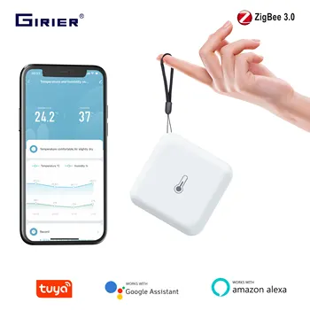 GIRIER Tuya ZigBee Temperature Humidity Sensor Smart Hygrometer Indoor Thermometer Works with Alexa/Hey Google/Home Assistant 1