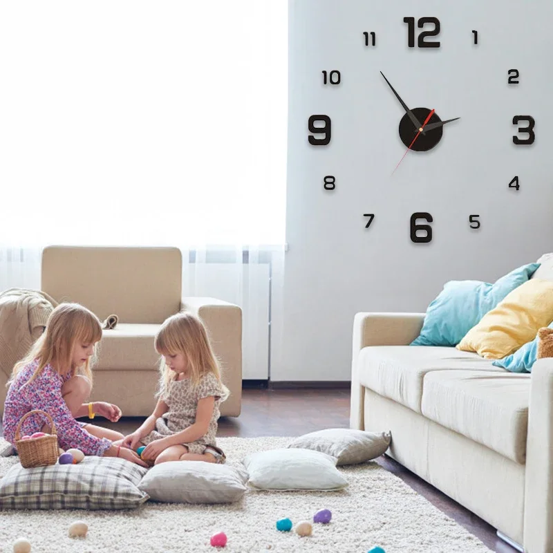 Simple Modern Design Digital DIY Clock Silent Wall Clock Room Living Wall Decoration Home Decor Punch-Free Sticker wall clock digital wall clock