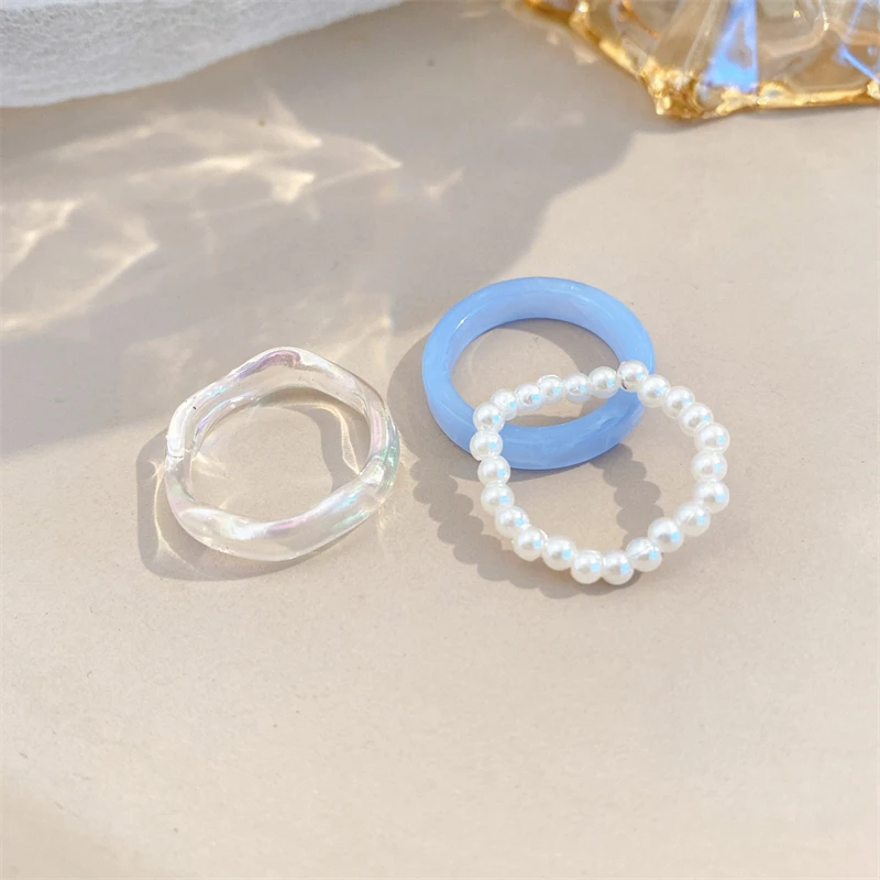 Acryl Perlenring Set Modischer Schmuck Für Damen_voghion.com