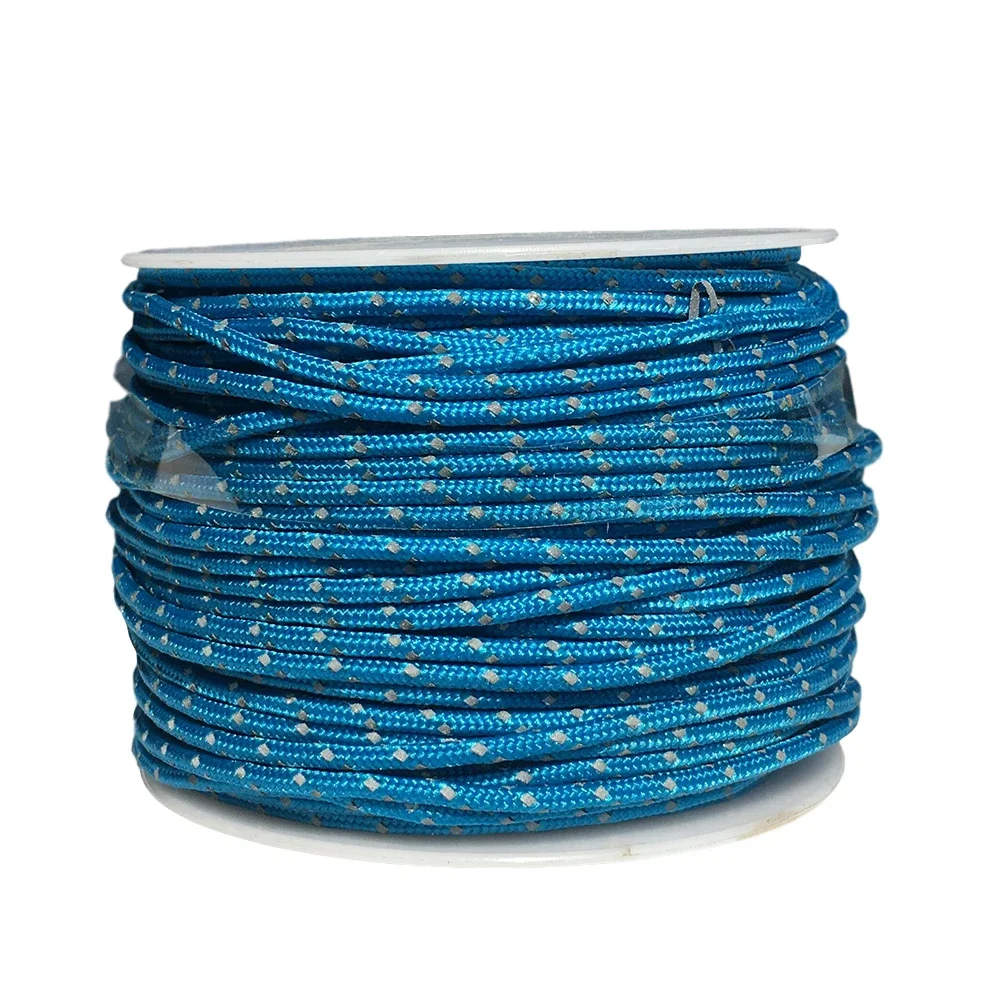 50 Meters 2mm 3 Strands Cores 100LB Reflective Paracord Parachute Cord Tent Guy Fishing Line Clothesline YOUGLE paracord rope braided paracord paracord accessories outdoor accessories
