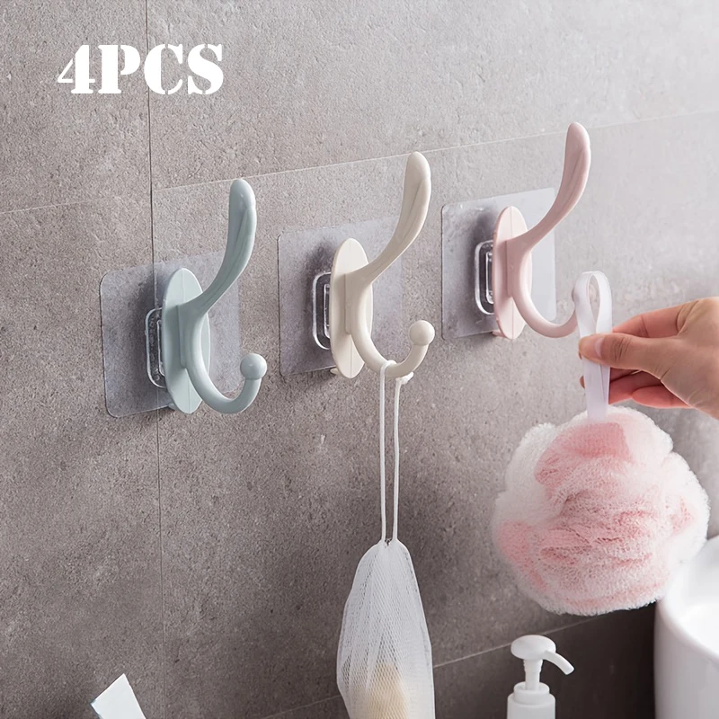 2/4pcs Self Adhesive Wall Hooks Nail free Clothes Hook Punch free