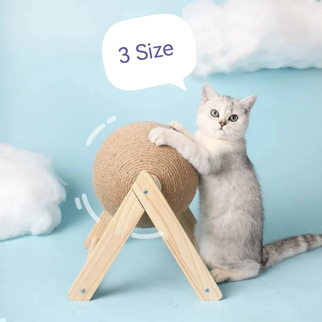 

Cat Scratching Ball Toy Solid Wood Sisal Rope Pet Scratching Ball Mothproof Cat Climbing Frame Wear-resistant Pet Furniture