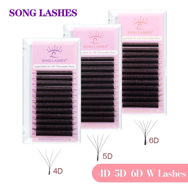 Songlashes 4D/5D/6D W Shape Eyelash Extensions Clusters Premade Volume Fans Soft Natural Lashes Easy Faning EyeLashes glamlash w shape eyelash extensions 4 5d premade volume fans w style lashes natural soft volume false eyelash