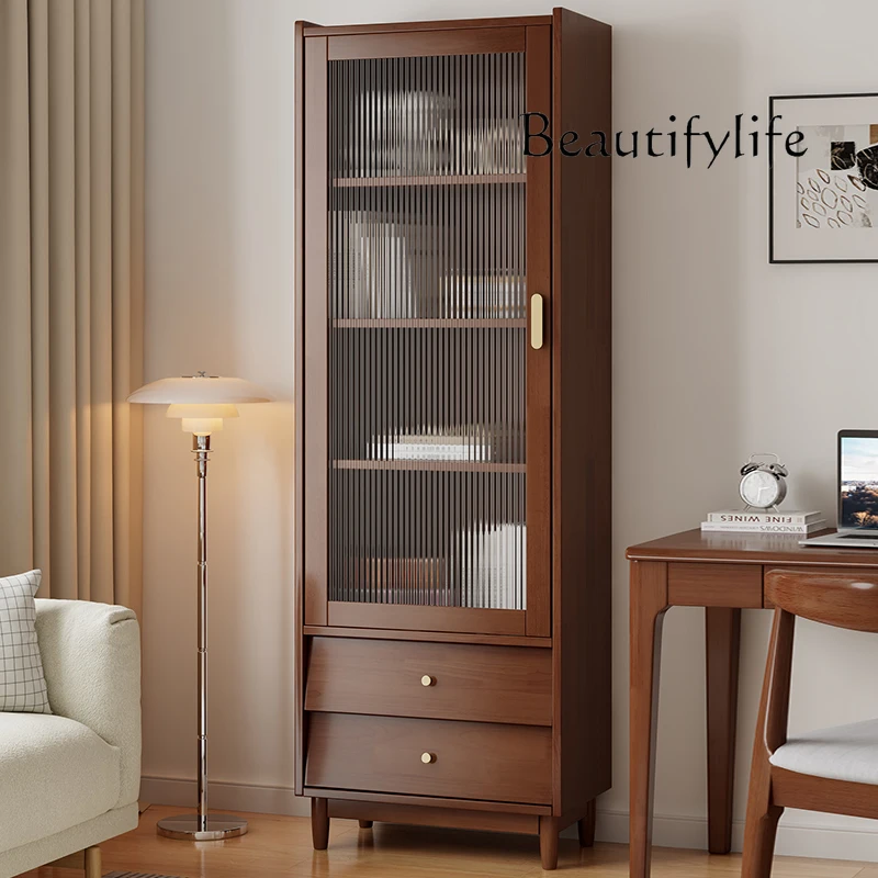 

American Modern Minimalist Household Dust-Proof Bookcase Glass Door Display Cabinet Storage Rack