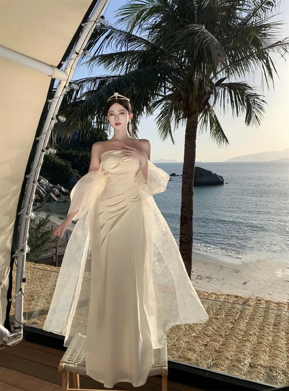 Elegant Wedding Long Dresses for Women Strapless Bodycon Mermaid Evening Party Dress Slim Prom Robe Korean Fashion Vestido Mujer
