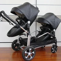 NOUVEAUX Jumeaux bébé poussette 2 en 1 pliable deux enfants PU cuir poussette étanche Double landau double poussettes jumeaux pour 2 6