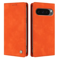 Premium RFID Blocking Magnetic Leather Wallet Card Case with 3D Logo Badge - Pixel 5 XL (OR)