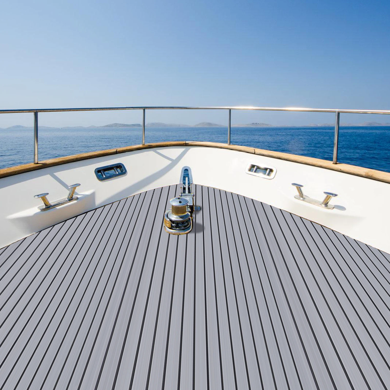 240cm&times;90cm EVA Foam Teak Floor Mat for Boat Decks RV Yachts Self-Adhesive Pad Water-proof Non-slip Cuttable Mat
