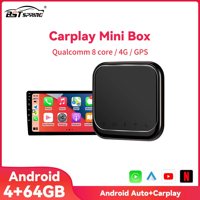 4+64G Wireless Ai Carplay Android Auto Box For Benz Audi Kia Hyundai